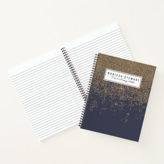 Carnet Marine Blue Gold Parties scintillant brillante Omb (Intérieur)