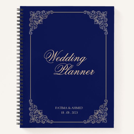 Carnet Marine Blue Gold Wedding planner musulman musulman (Devant)