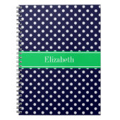 Carnet Marine Blue Wt Polka Dot Emerald Nom vert Monogram (Devant)