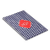 Carnet Marine Chevron Coral Red Quatrefoil 3 Monogramme T (Côté Droit)