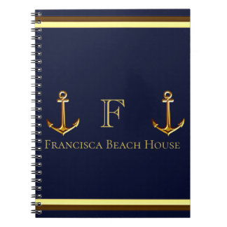 Carnet Marine côtière Bleu Ancre d'or nautique Maison de