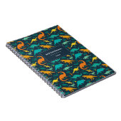 Carnet Marine | Cute coloré Motif Dinosaure Personnalisé (Côté Droit)
