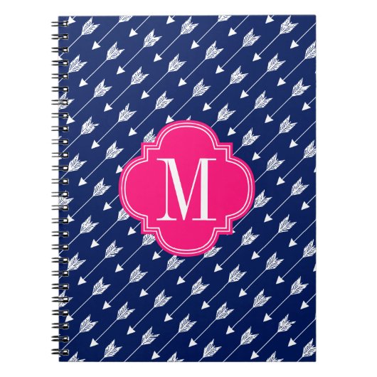 Carnet Marine Girly et flèches roses faites sur commande (Devant)