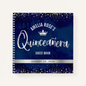 Carnet Marine Parties scintillant Argent Tiara Quinceañer (Devant)