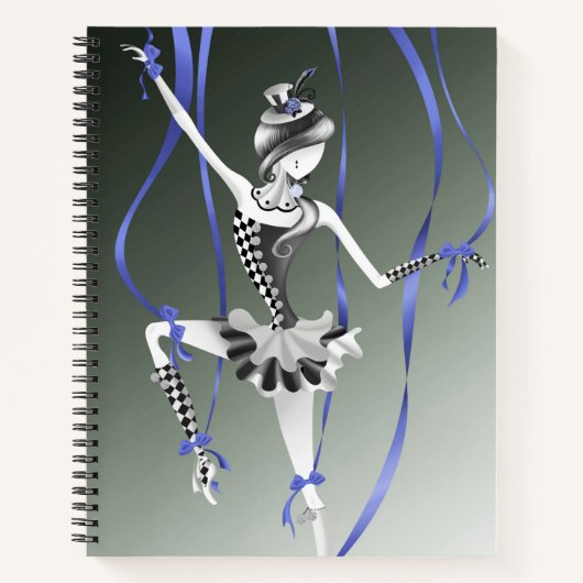 Carnet Marionnette de ballerine excentrique Rubans bleus (Devant)