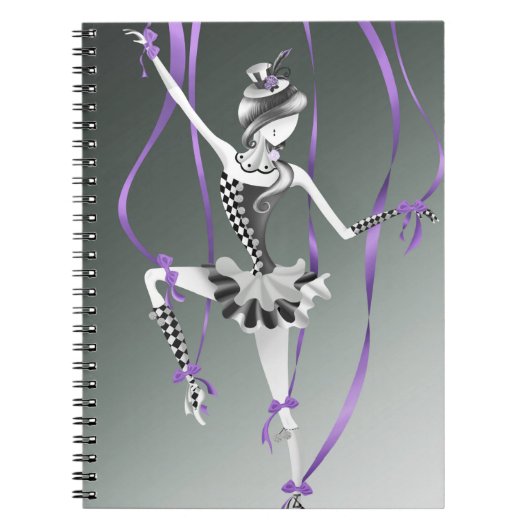 Carnet Marionnette de ballerine fantaisiste Rubans violet (Devant)