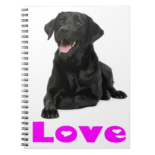 Carnet Marionnette noire du Labrador, amour violet (Devant)