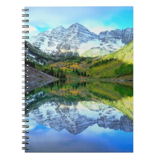 Carnet Maroon Bells se reflétant dans le lac Maroon (Devant)