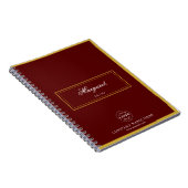 Carnet Maroon Custom Spiral Notebook with Name & Logo (Côté Droit)