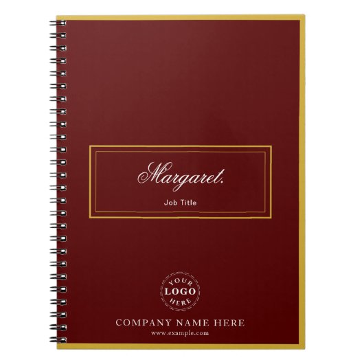 Carnet Maroon Custom Spiral Notebook with Name & Logo (Devant)