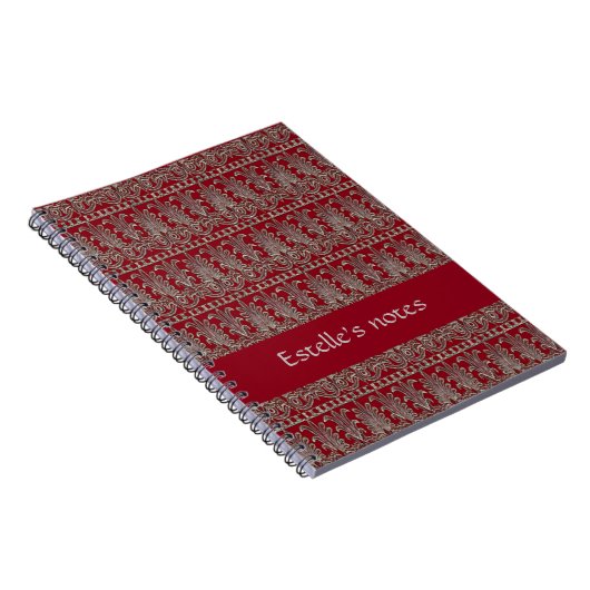 Carnet Maroon motif décoratif gris victorien (Côté Droit)
