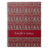 Carnet Maroon motif décoratif gris victorien (Devant)