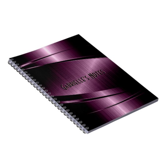Carnet Maroon Rouge Métallo Design Acier Inoxydable Look (Côté Droit)