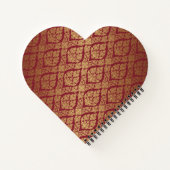 Carnet Maroon Rouge or fleur Damask Motif Monogramme (Dos)