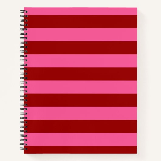 Carnet Maroon Rouge rose rayures Design (Devant)