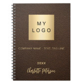 Carnet Marque commerciale en cuir faux brun (Devant)