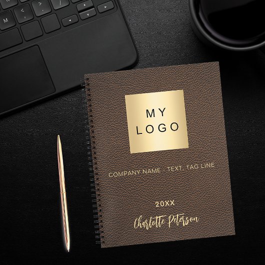 Carnet Marque de commerce en cuir faux brun