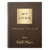 Carnet Marque de nom en cuir faux brun (Devant)
