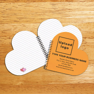 Carnet Marque d'entreprise sur orange couleur forme coeur