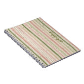Carnet Marque-page rayé rose vert tendance (Côté Droit)