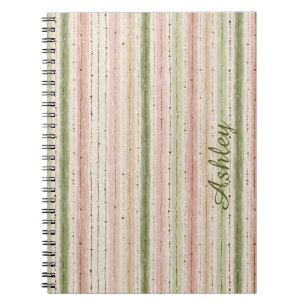 Carnet Marque-page rayé rose vert tendance