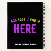 CARNET MARQUE PERSONNALISABLE NOIRE MODERNE ÉLÉGANTE VÉRI (Dos)