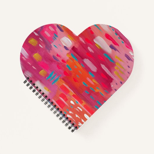 Carnet Marques de pinceau rose et orange Abstraites (Devant)