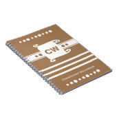 Carnet Marron et blanc ajoutent des initiales nom rayé (Côté Droit)