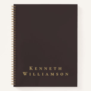 Carnet Marron Nom Personnalisé Or Minimaliste Élégant Hom