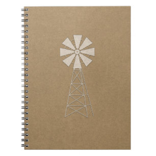 Carnet Marron Rustique Kraft Moulin à Vent Campagne Moder