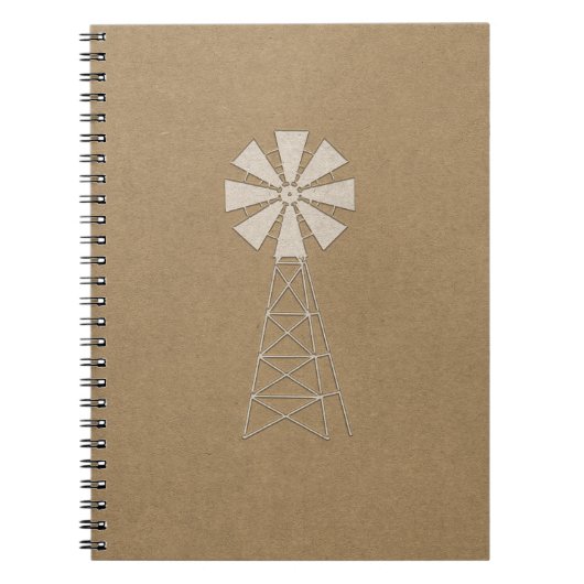 Carnet Marron Rustique Kraft Moulin à Vent Campagne Moder (Devant)