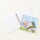 Carnet Martin-pêcheur à l'aquarelle avec iris violets (Intérieur)