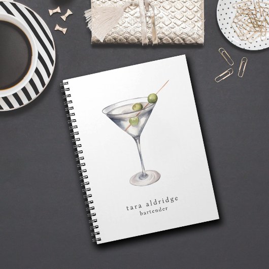 Carnet Martini Cocktail Bartender Professionnel