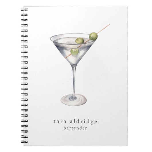Carnet Martini Cocktail Bartender Professionnel (Devant)