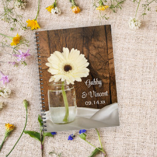 Carnet Mason Jar et White Daisy Country Barn Mariage