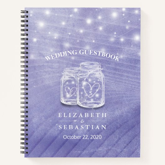 Carnet Mason Jars String Lights Mariage invité (Devant)