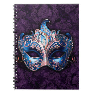 Carnet Masque de masquerade bleu élégant