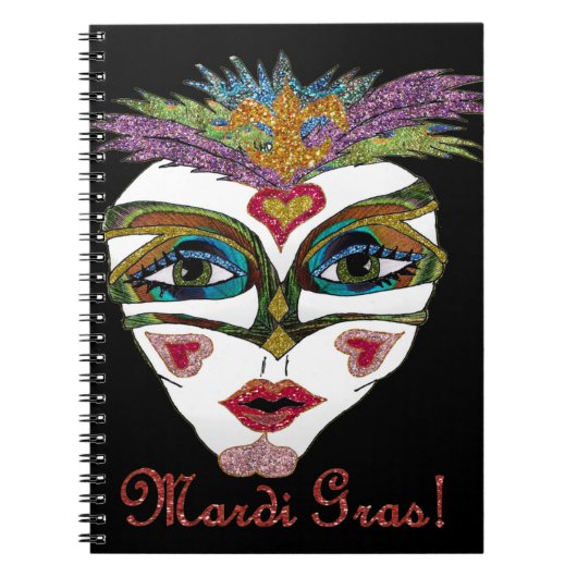 Carnet Masque de plumes de Parties scintillant Mardi Gras (Devant)