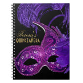 Carnet Masquerade quinceañera anniversaire rose, masque v (Devant)