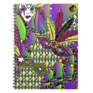 Carnet Masques de plumes de mardi gras psychédélique