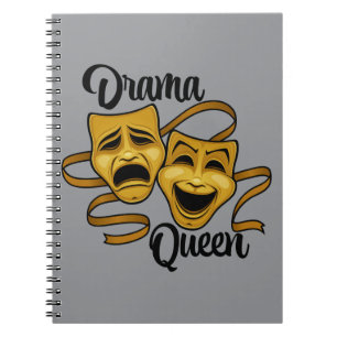 Carnet Masques de théâtre de comédie et de tragédie en or