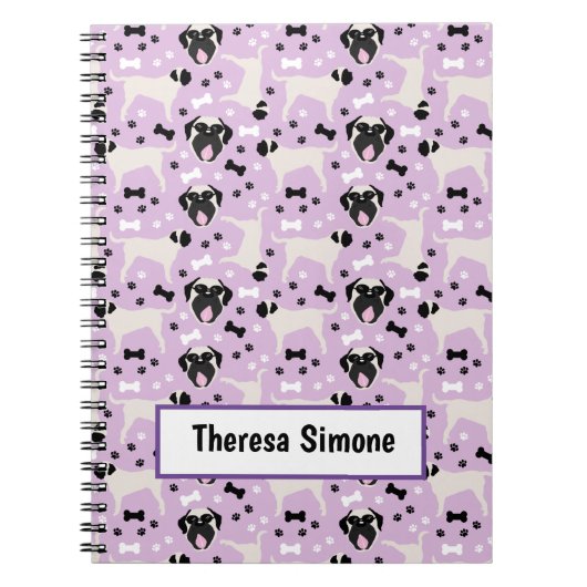Carnet Mastiff Fawn Chien race Motif pourpre (Devant)