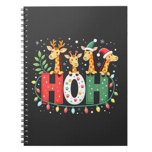 Carnet Matching Christmas Santa Hat Ho Ho Ho Giraffe Anim (Devant)