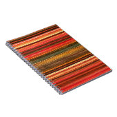 Carnet Matériau Textile Rayures Rouge Orange et Vert (Côté Droit)