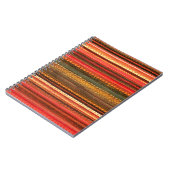 Carnet Matériau Textile Rayures Rouge Orange et Vert (Côté gauche)