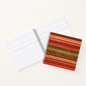 Carnet Matériau Textile Rayures Rouge Orange et Vert (Intérieur)