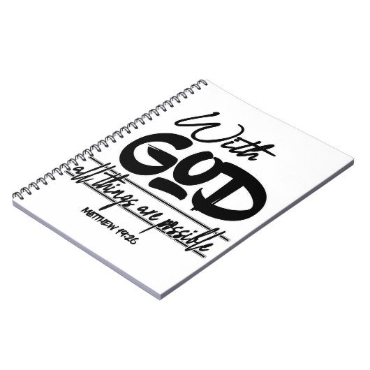 Carnet Matthieu 19:26 avec Dieu tout est possible. (Côté gauche)