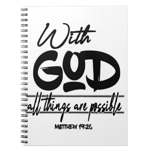 Carnet Matthieu 19:26 avec Dieu tout est possible. (Devant)