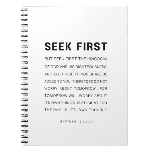 Carnet Matthieu 6:33-34 Chercher d'abord le Royaume de Di (Devant)