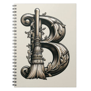 Carnet Mauvaise Sorcière Balai Ensorcelé Lettre B Grimoir